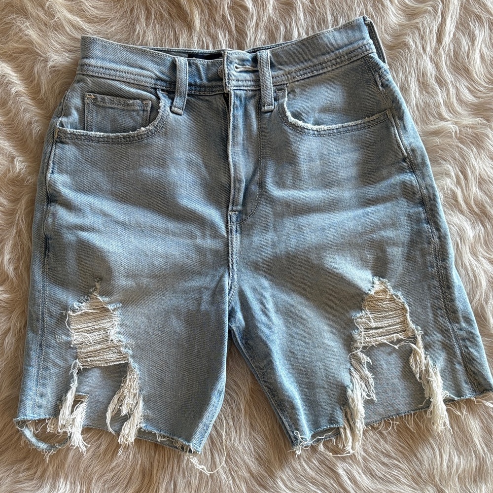 Hollister Light Blue Distressed Jean Shorts